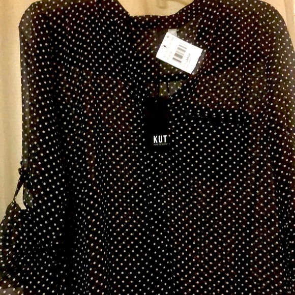 Kut from the Kloth Tops - NWT KUT blouse. Sheer. Black with white dots. Size L